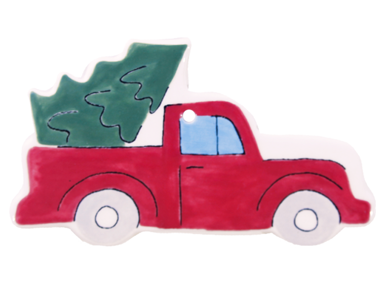 Hand Detailed Vintage Truck/Tree Ornament Bisqueware