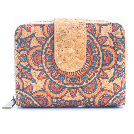 Natural Cork Printed Women's Short Card Wallet