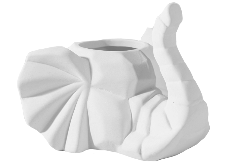 Faceted Elephant Planter Bisqueware