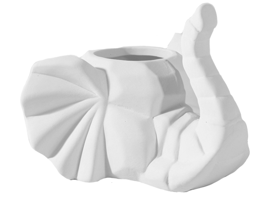 Faceted Elephant Planter Bisqueware