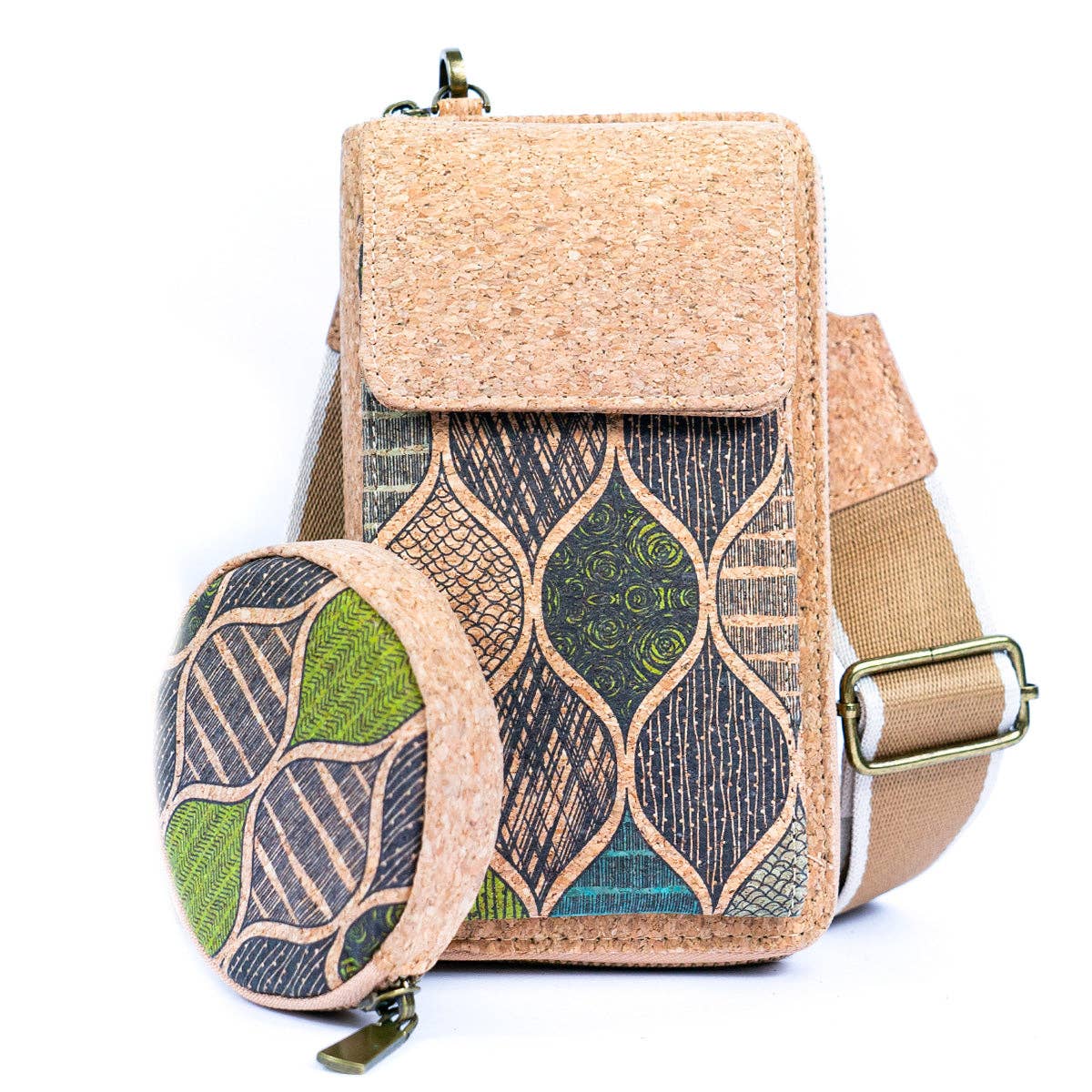Natural Cork Women's Printed Phone Pouch & Coin purse