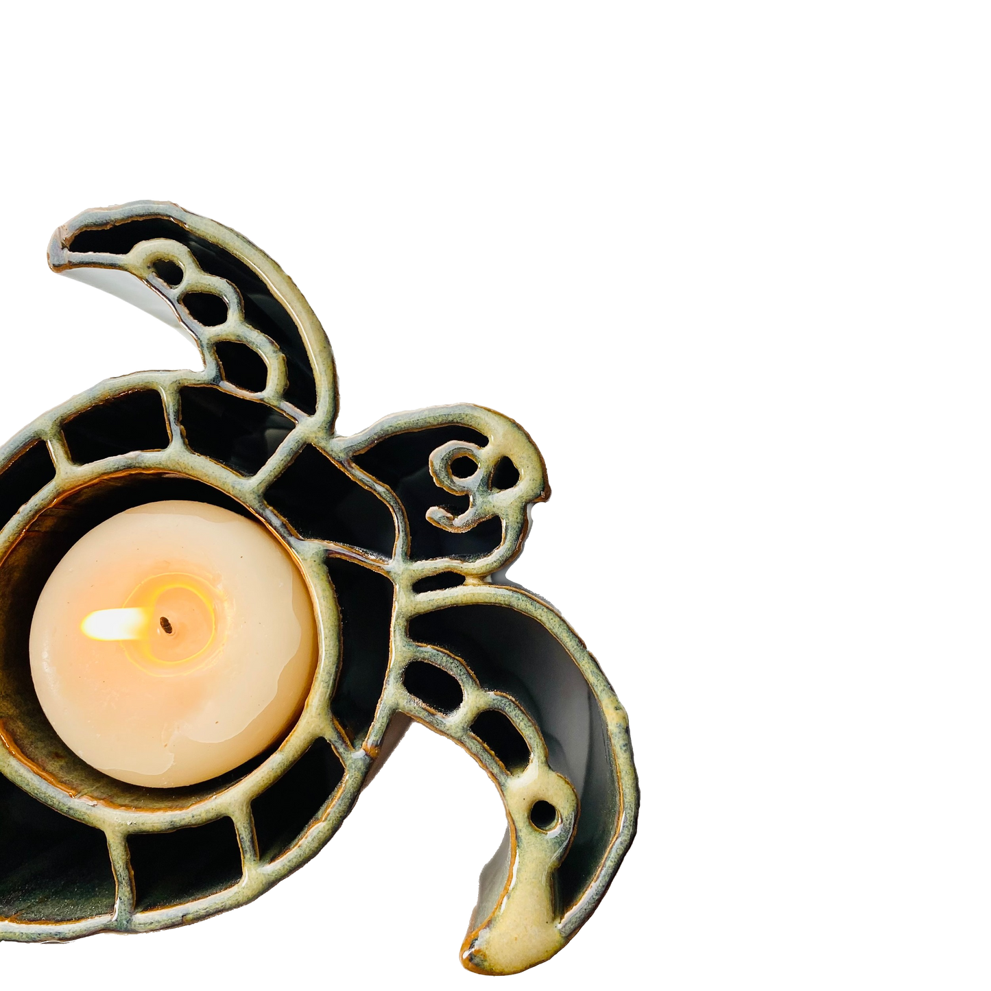 Sea Turtle CandlePot - Stoneware Pottery