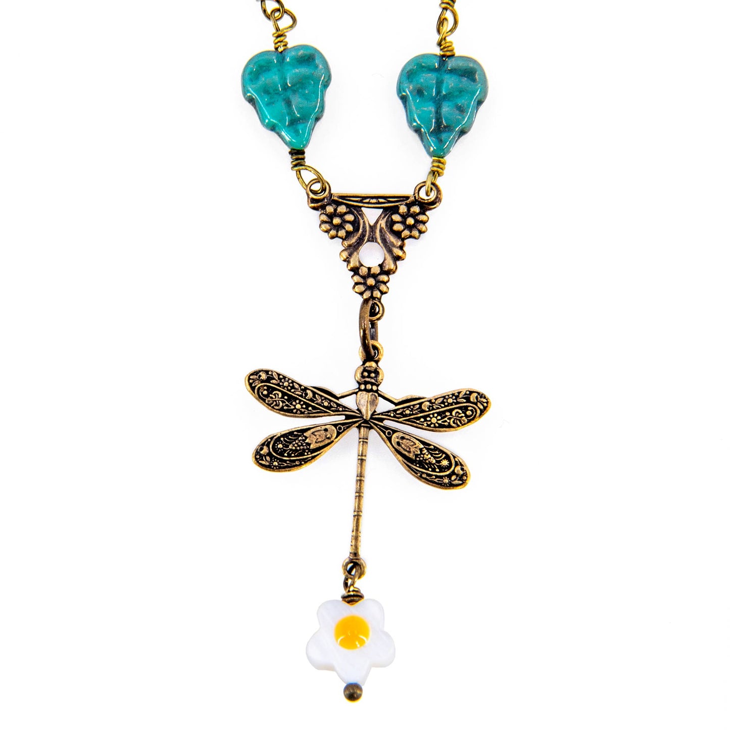 Dragonfly and Daisies Necklace - Fairyland