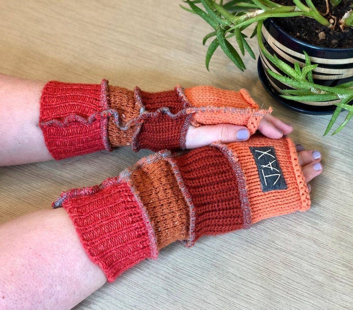 Fingerless Gloves Solid Color(s) rainbow Upcycled from sweaters