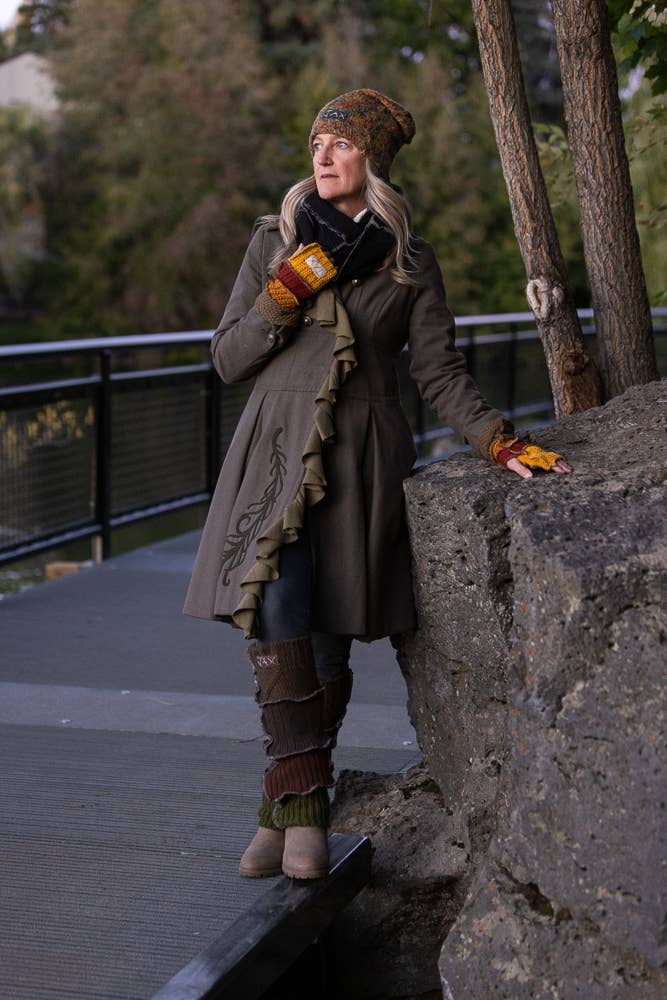 Fall Legwarmers Forest tone Upcycled from Sweaters