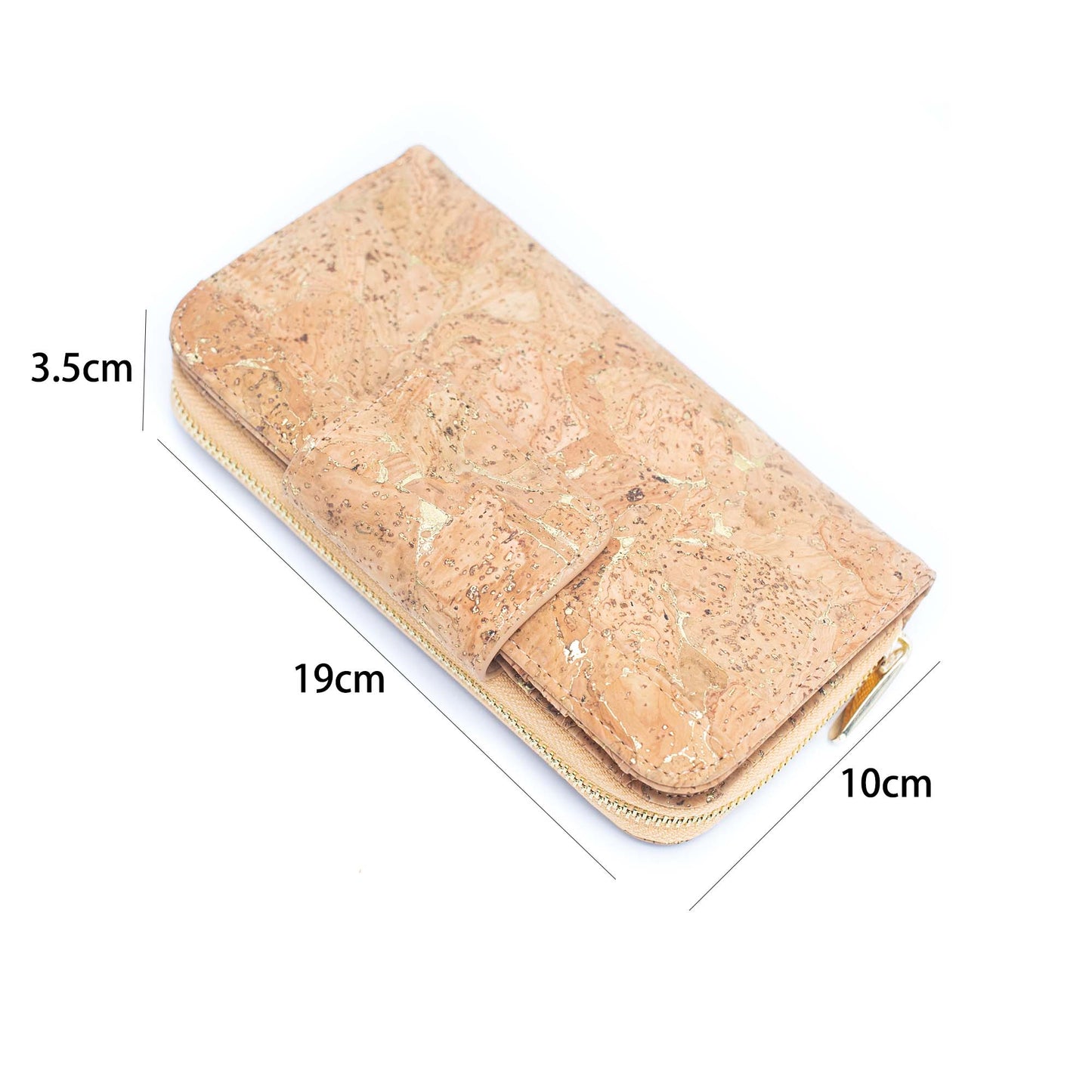 Lux Golden cork bifold natural vegan women's wallet