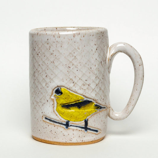 Goldfinch Pattern White Mug