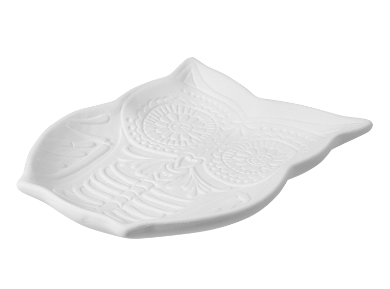 Day of the Dead Owl Dish Bisqueware