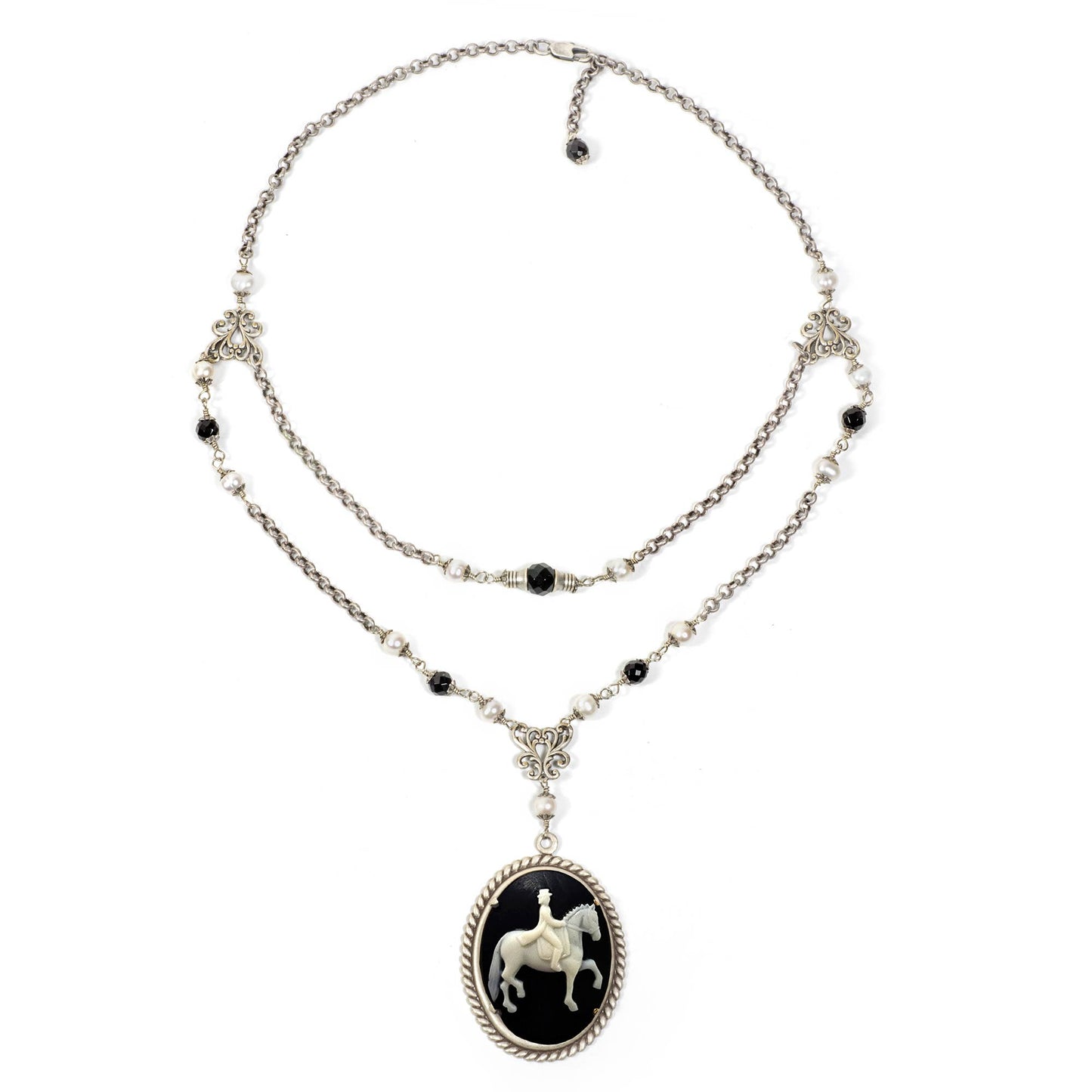 Elegant Dressage Cameo Necklace - Horse Girl