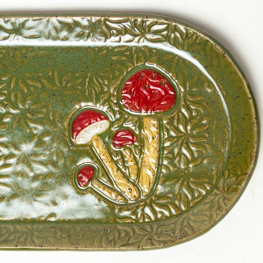 Mushroom Ceramic Green Platter