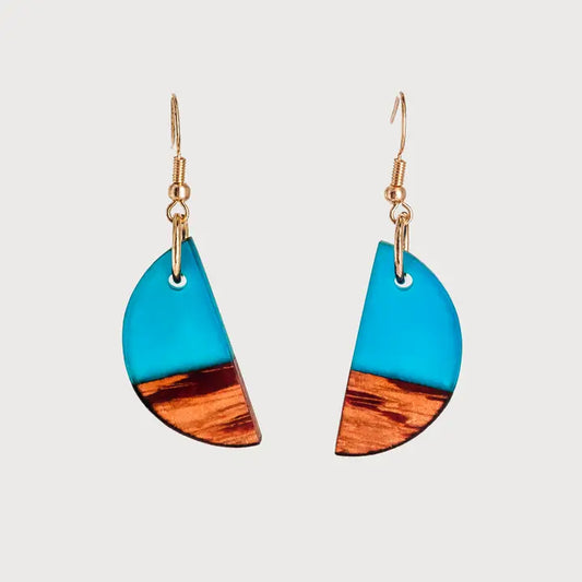 Luna (Blue) Wooden & Resin Earrings