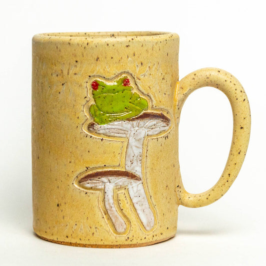 Frog on a Mushroom Beige Mug