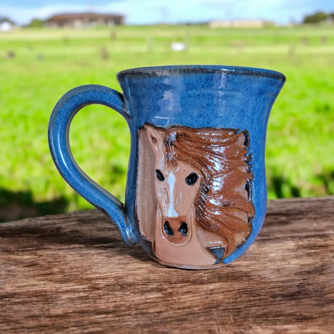 Carved Brown Horse Mug