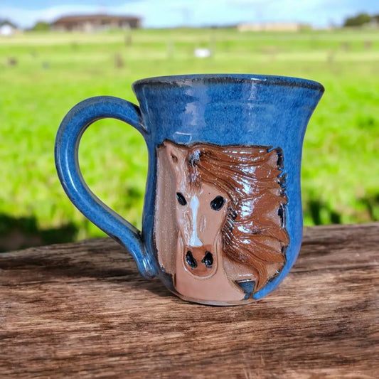 Carved Brown Horse Mug