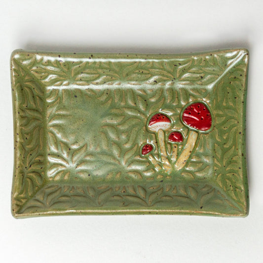 Mushroom Green Ceramic Trinket Dish