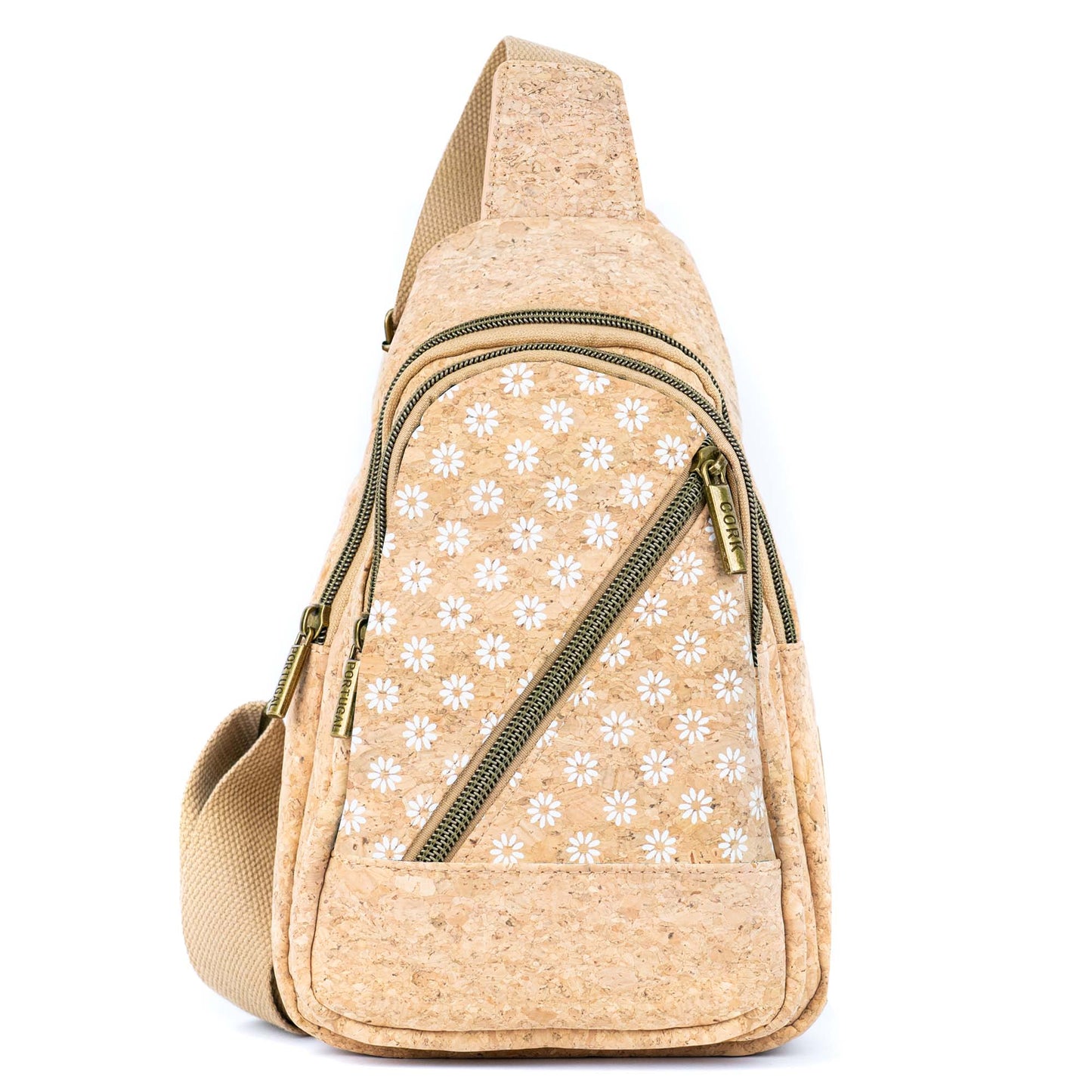 Cork Sling Bag with Printed Front Panel