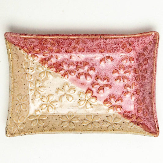 Flower Pattern Red & White Ceramic Trinket Dish