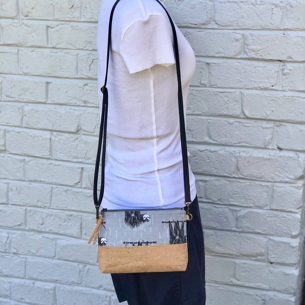 Spring Flowers Organic Cotton & Cork Crossbody