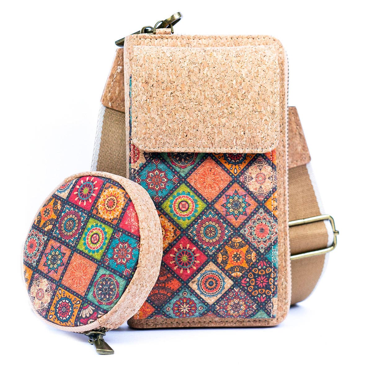 Natural Cork Women's Printed Phone Pouch & Coin purse