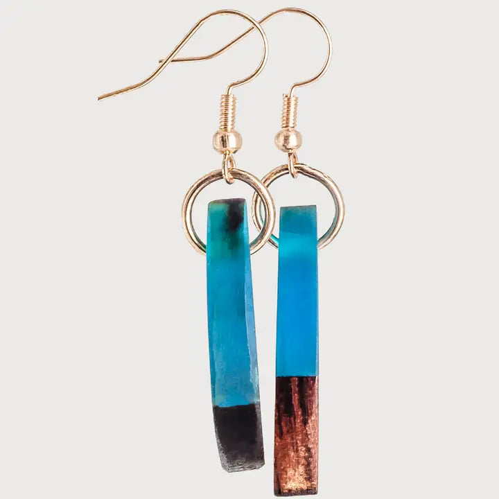 Luna (Blue) Wooden & Resin Earrings