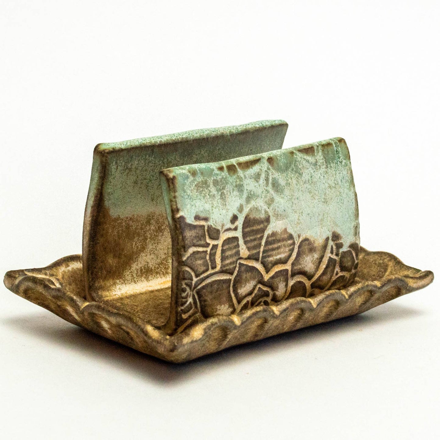 Green Succulent Pattern Ceramic Sponge Holder