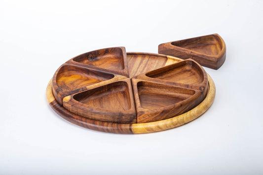 Snack Round divided Platter - Nile Rose woodcraft