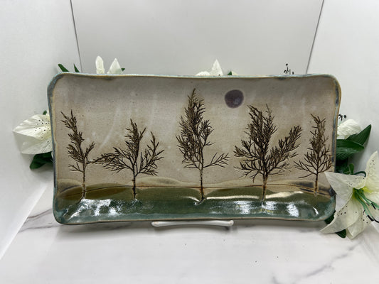 Rectangle Tray w/Branches handmade pottery