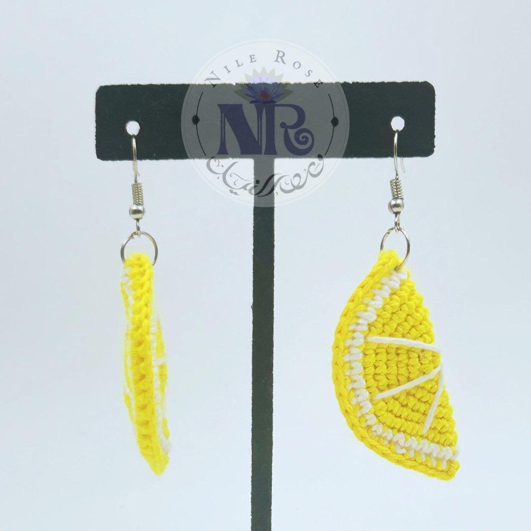 Lemon Slice Crochet Earrings