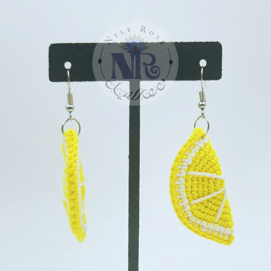 Lemon Slice Crochet Earrings