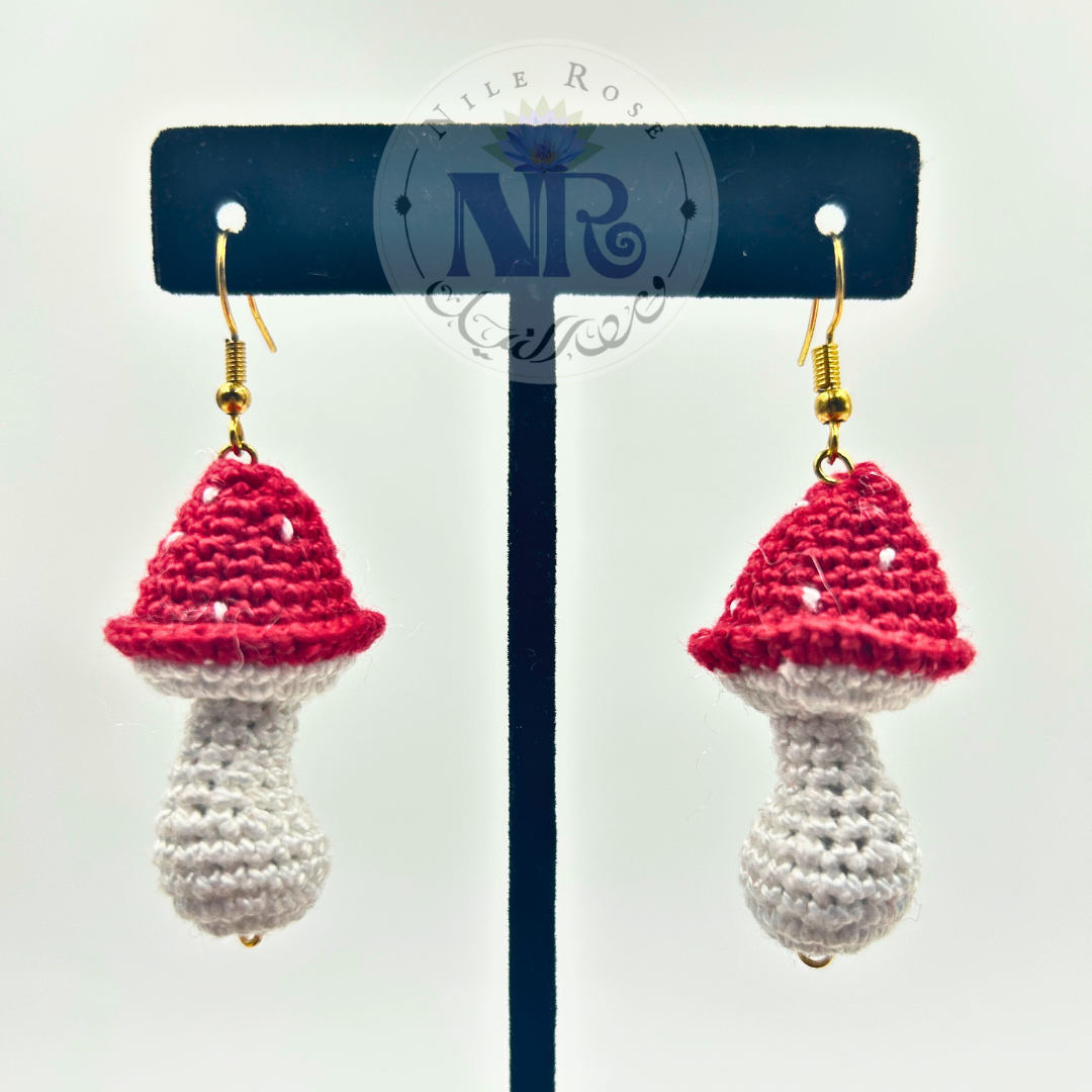 Mushroom Crochet Earrings