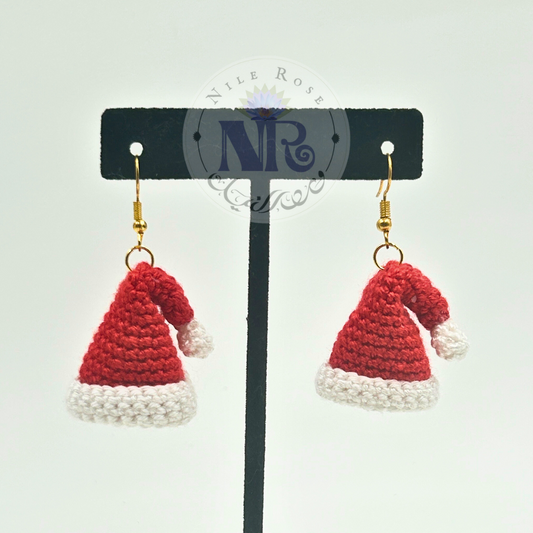 Santa Hat Crochet Earrings