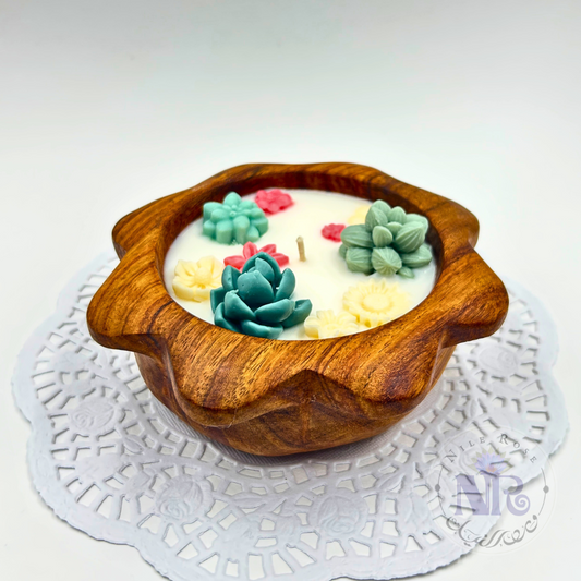 Flower Rosewood Bowl Candle