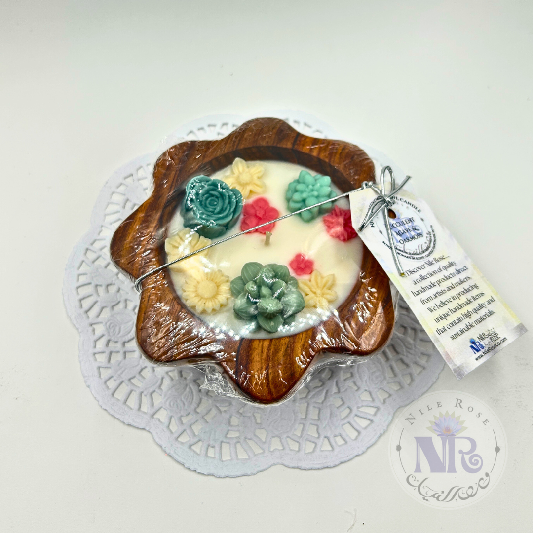 Flower Rosewood Bowl Candle