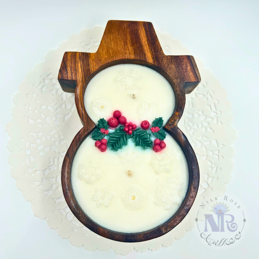 Snowman Rosewood Bowl Candle