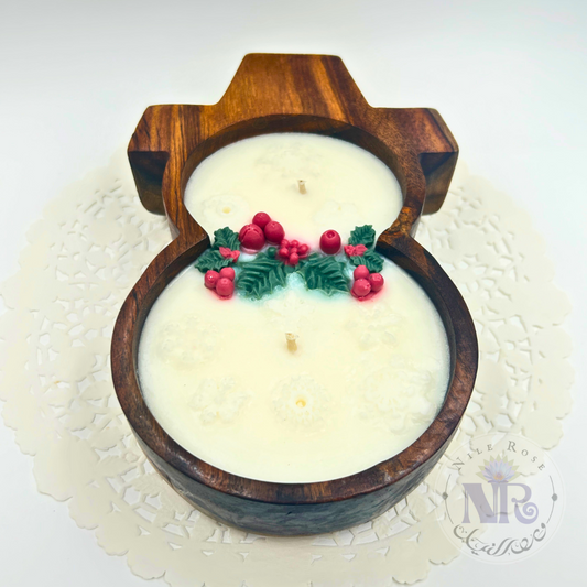 Snowman Rosewood Bowl Candle