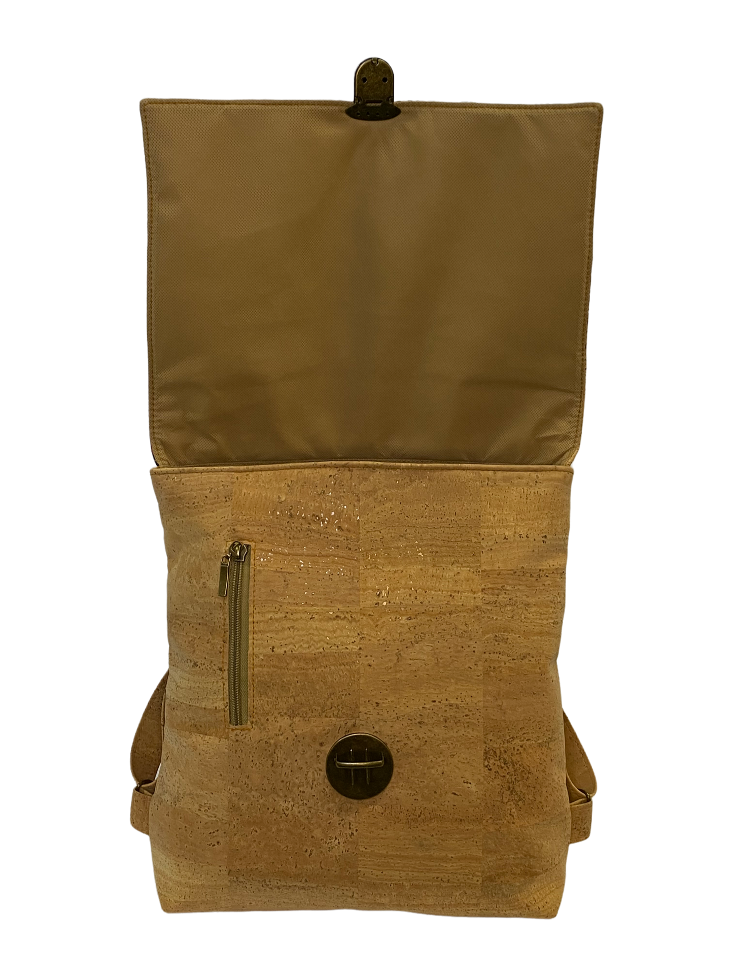 Natural ivy backpack with patchwork