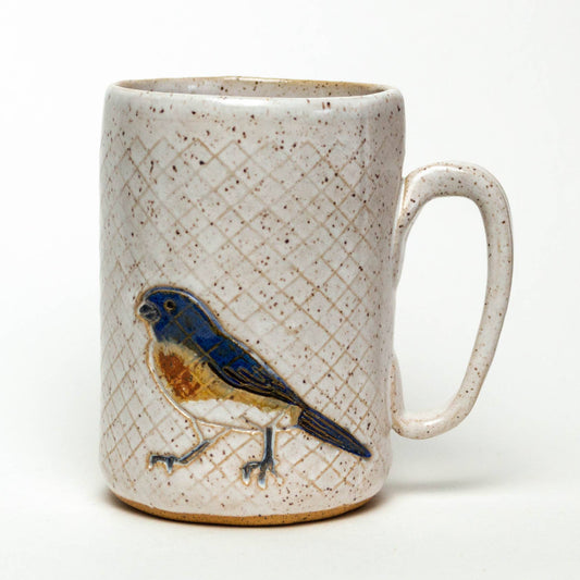 Blue Bird Pattern White Mug