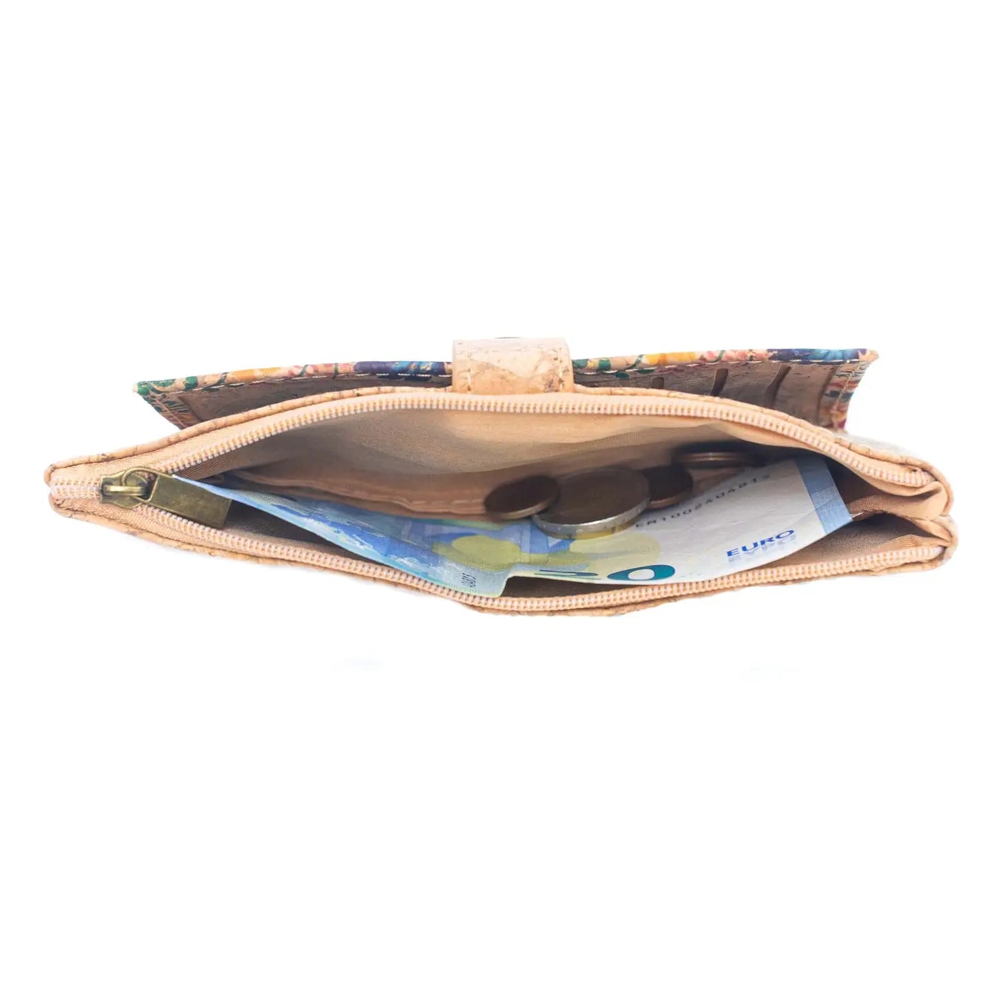 Flower pattern slim card cork wallets