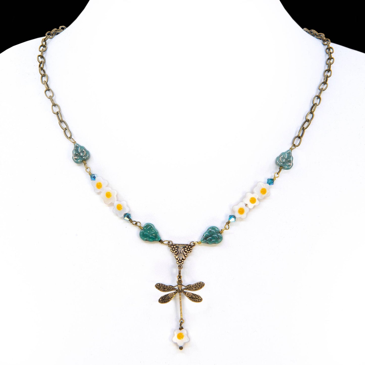 Dragonfly and Daisies Necklace - Fairyland