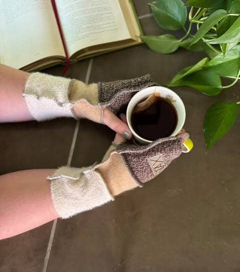 Fingerless Gloves Solid Color(s) rainbow Upcycled from sweaters