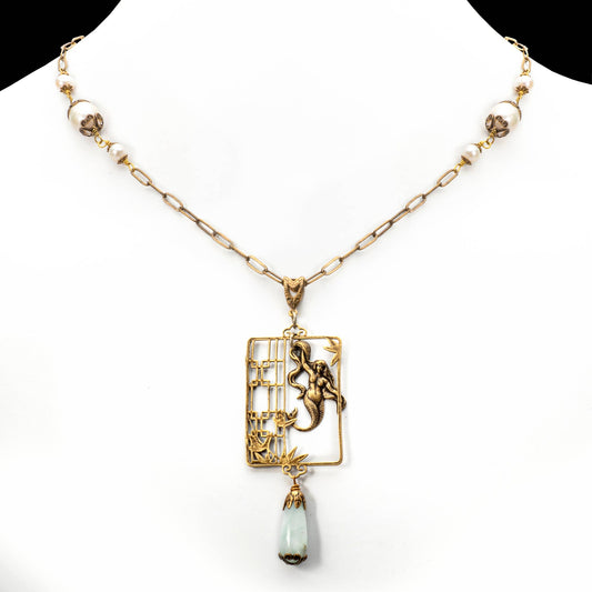 Mermaid Grotto Necklace - Vintage Brass Necklace