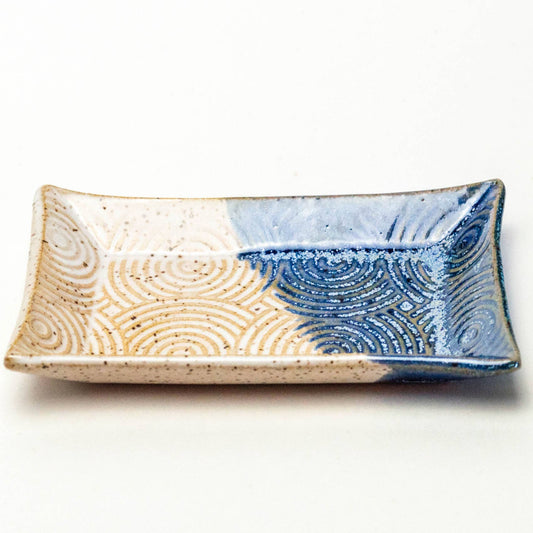 Spiral Pattern Ceramic Blue & White Trinket Dish