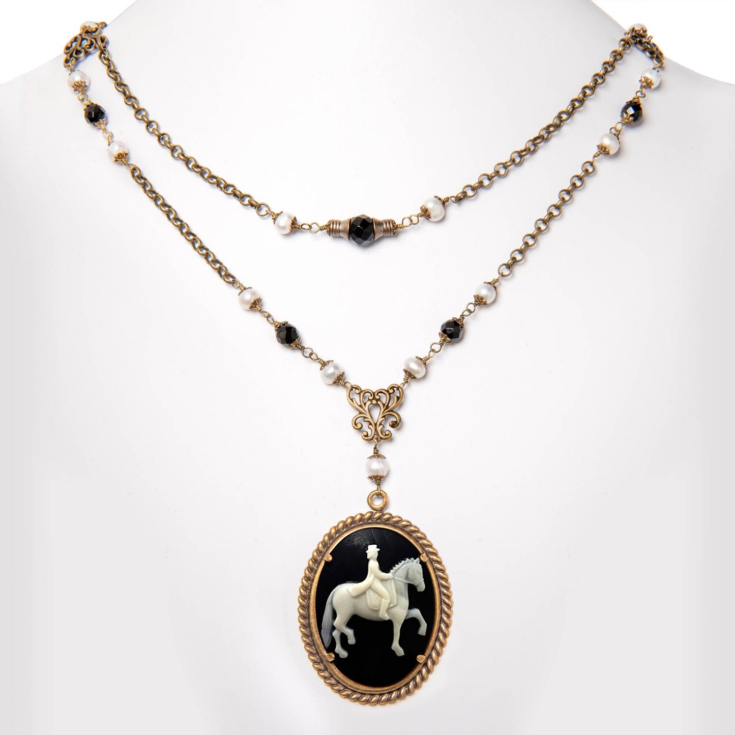 Elegant Dressage Cameo Necklace - Horse Girl