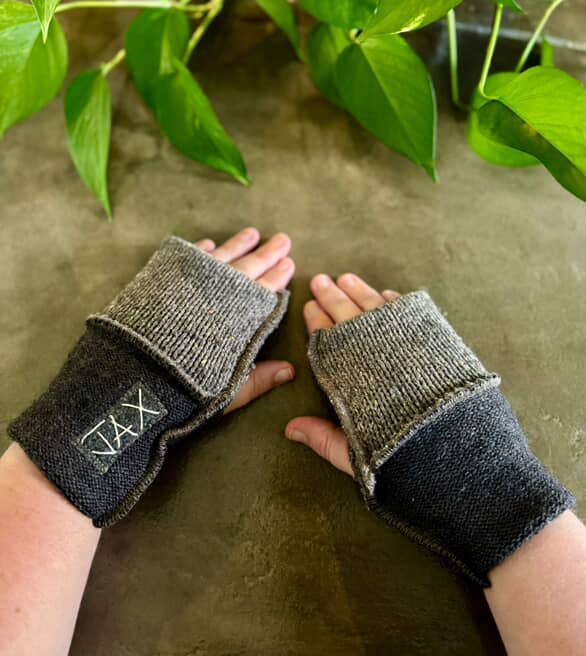 Fingerless Gloves Dark and light grey Upcycled from sweater
