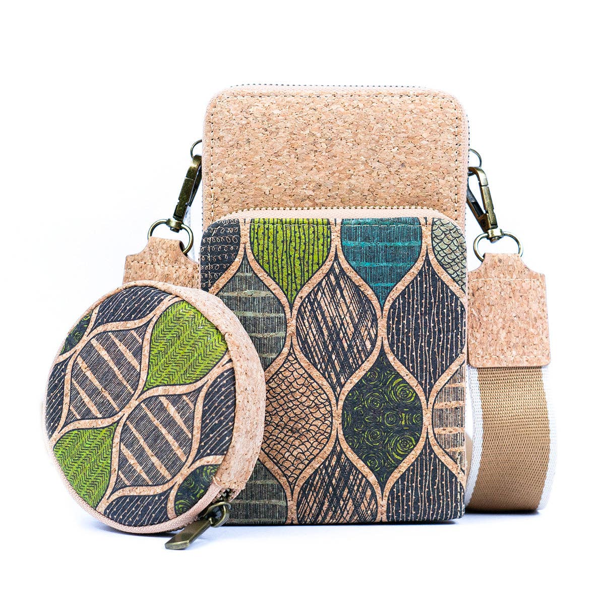 Natural Cork Women's Printed Double Layer Phone Pouch