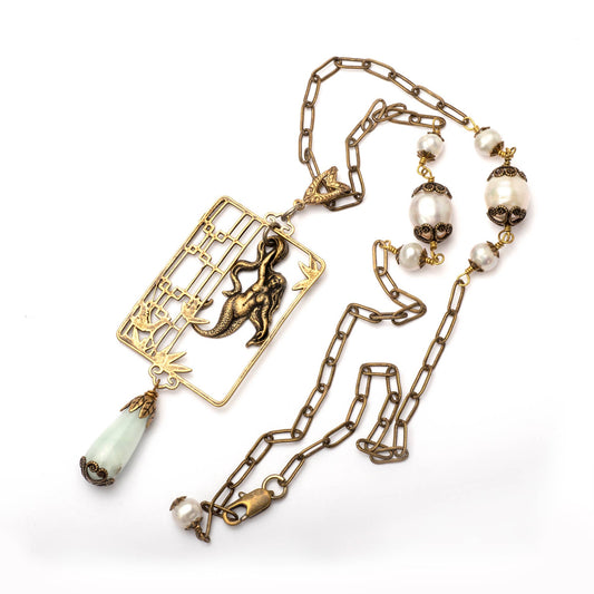 Mermaid Grotto Necklace - Vintage Brass Necklace