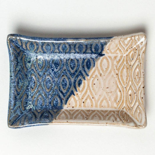 Patterned Blue & White Ceramic Trinket Dish