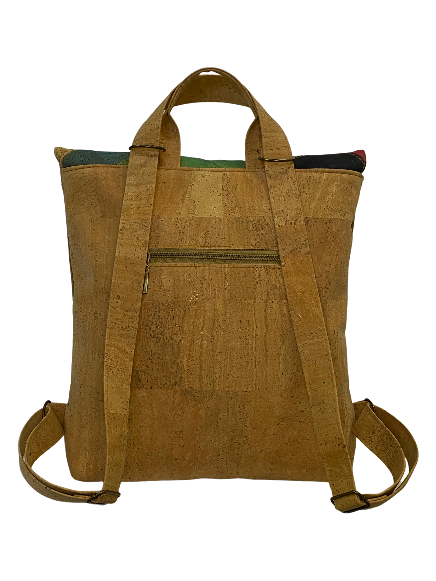 Natural ivy backpack with patchwork