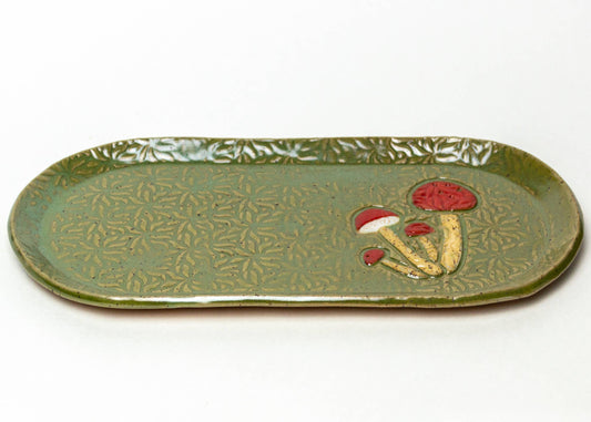 Mushroom Ceramic Green Platter
