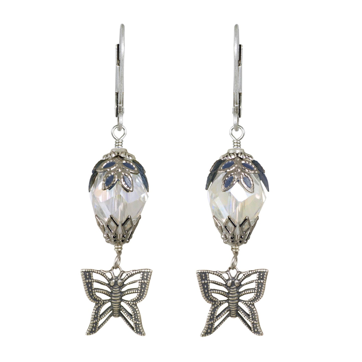 Butterfly Teardrop Crystal Hand Painted Earrings - V